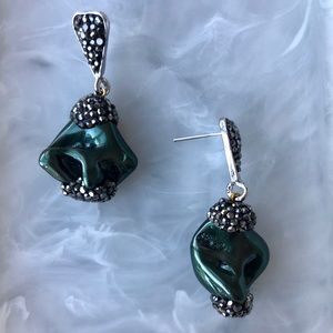 Green stone earrings